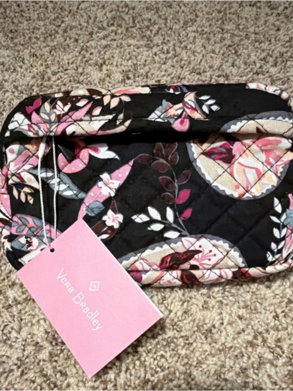 NEW- Vera Bradley Black Floral Quilted Belt Bag